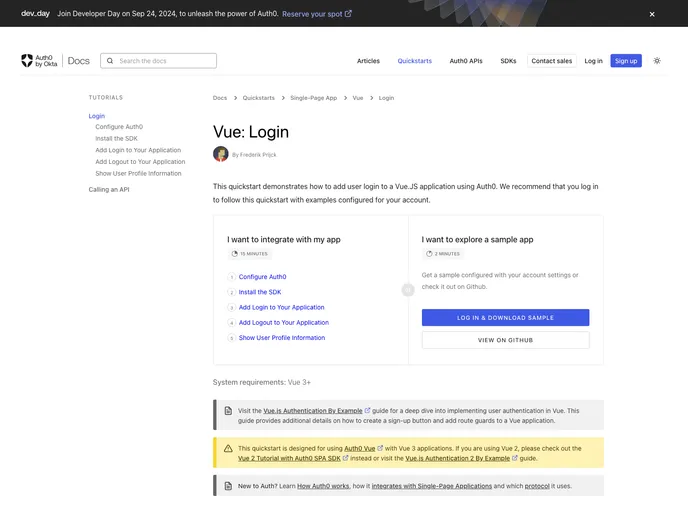 Auth0 Vue Samples screenshot