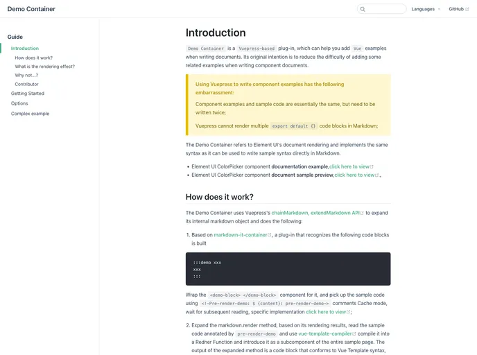 Vuepress Plugin Demo Container screenshot