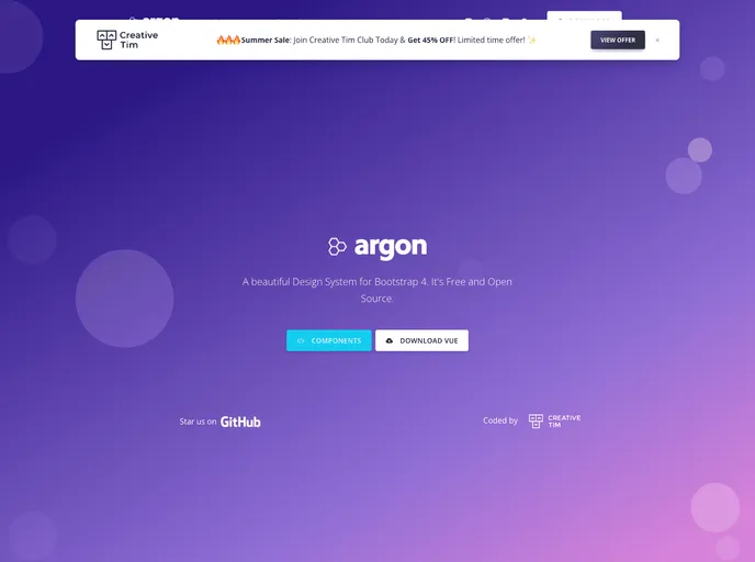 Vue Argon Design System screenshot