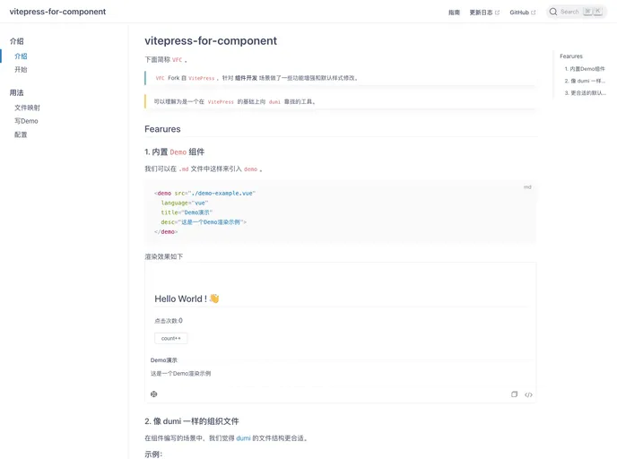 Vitepress For Component screenshot