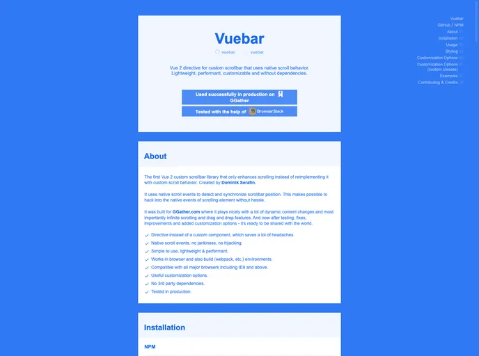 Vuebar screenshot