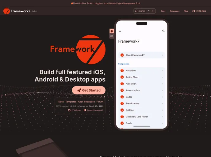 Framework7 screenshot