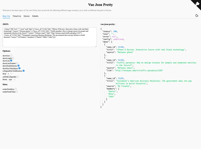 Vue Json Pretty screenshot