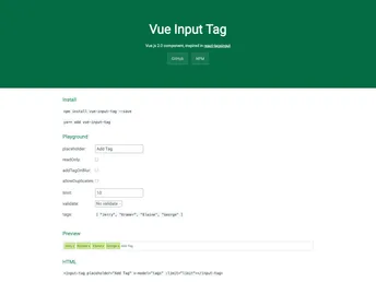 Vue Input Tag screenshot