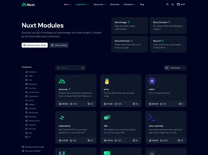 Modules screenshot