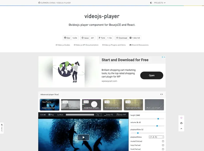 Videojs Player screenshot