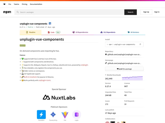 Unplugin Vue Components screenshot