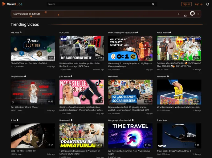 Viewtube screenshot