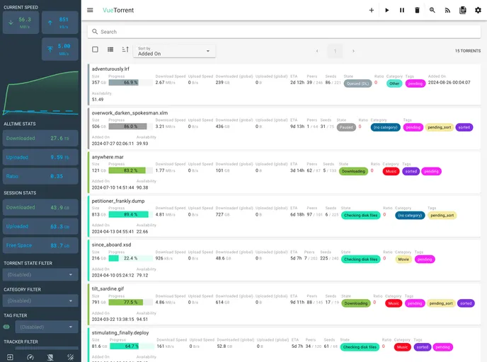 VueTorrent screenshot