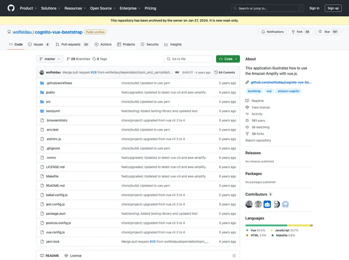 Cognito Vue Bootstrap screenshot