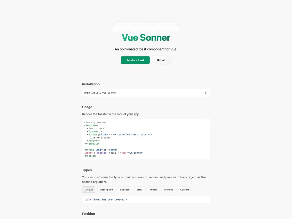 Vue Sonner screenshot